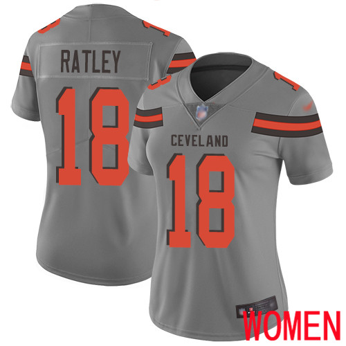 Cleveland Browns Damion Ratley Women Gray Limited Jersey #18 NFL Football Inverted Legend->women nfl jersey->Women Jersey